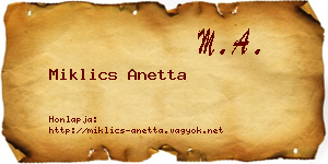 Miklics Anetta névjegykártya