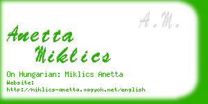 anetta miklics business card